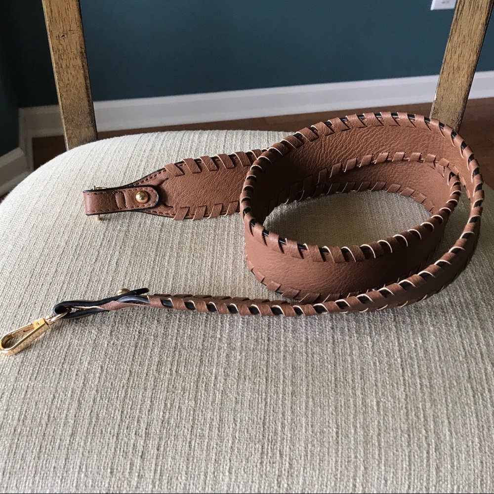 Faux Leather Brown Bag Strap